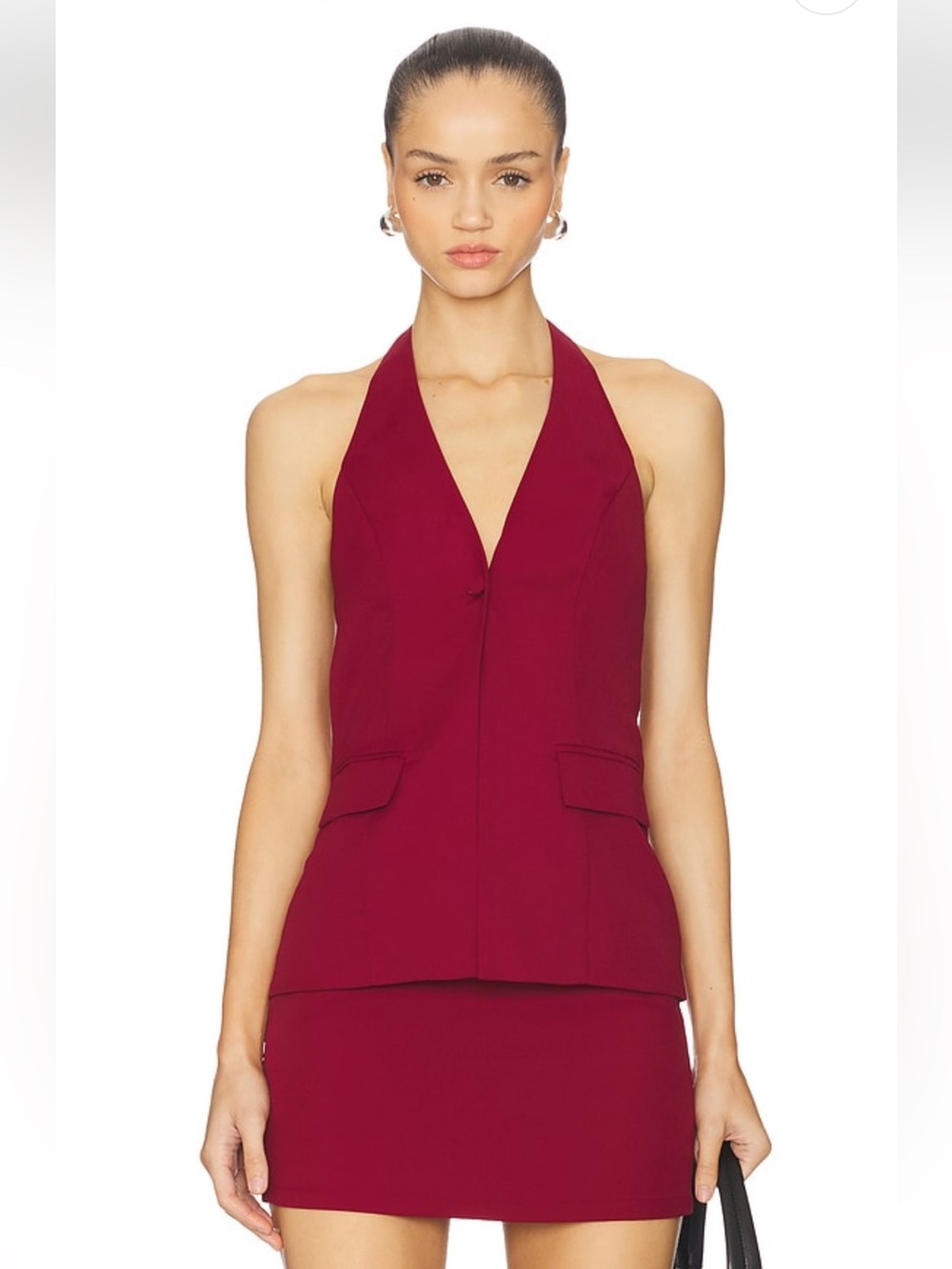 Revolve- All Saints Deep Red Halter Vest and Skirt Set